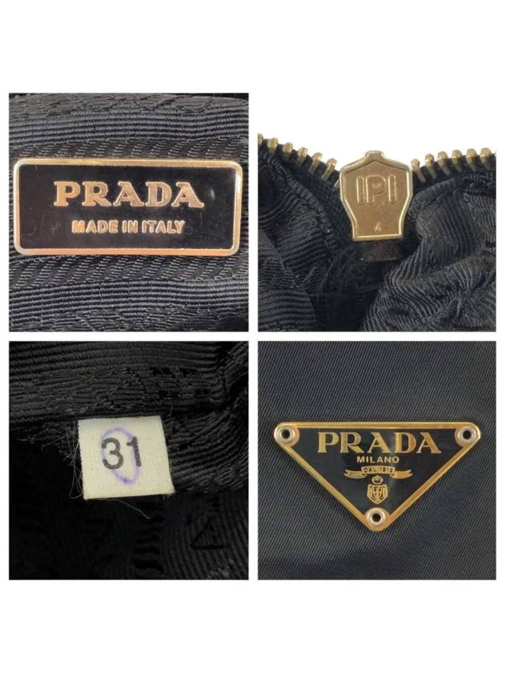 Prada Tessuto Black Gold Nylon Leather Tote